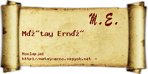 Mátay Ernő névjegykártya